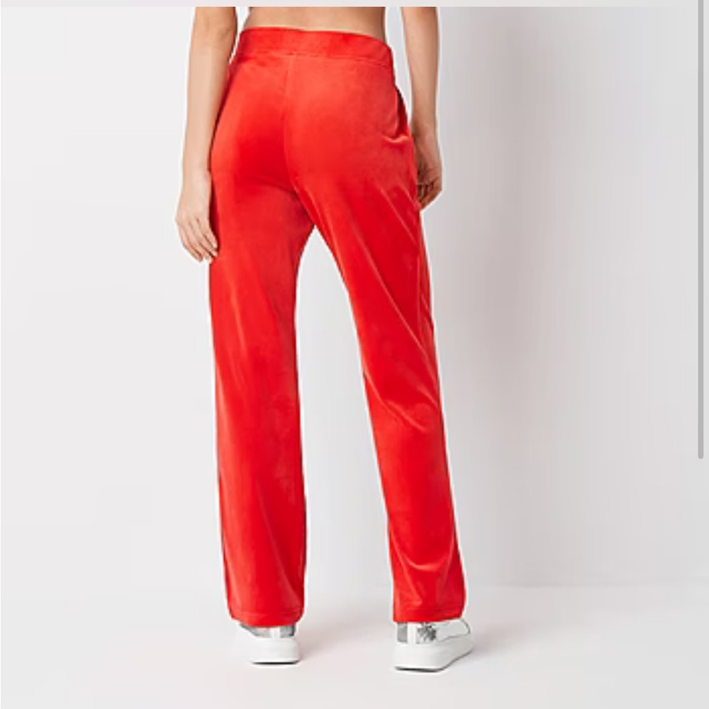 Juicy couture mid rise red velour pull on pants - Picture 2 of 9